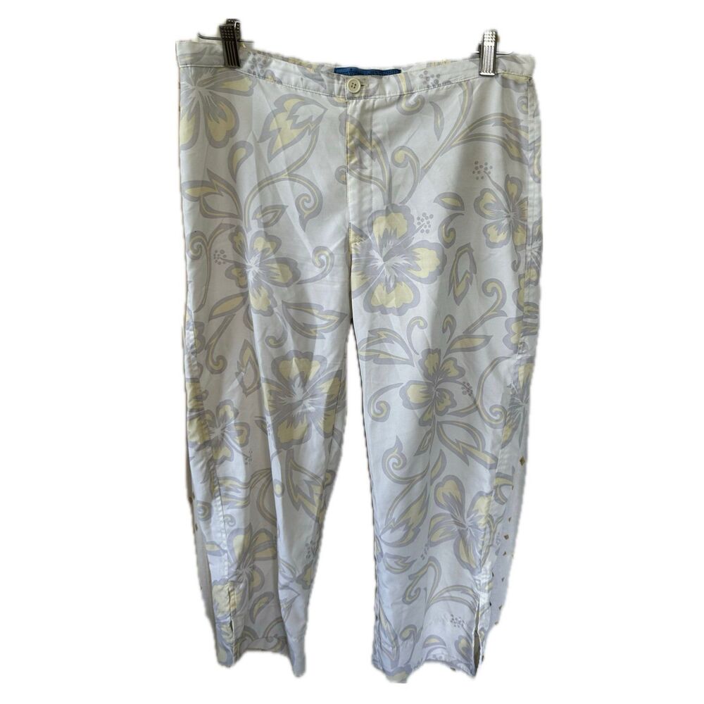 JY Rays Juniors All Over Floral Hibiscus Hawaiian Tropical Crop Trouser Pants 9